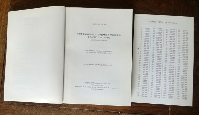 PRANDI CATALOGO 204 1991 INCISIONI ORIGINALI ITALIANE,STRANIERE[arte acquerelli