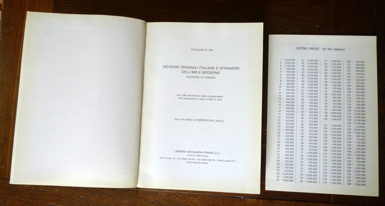 PRANDI CATALOGO 206 1992 INCISIONI ORIGINALI ITALIANE,STRANIERE[arte acquerelli
