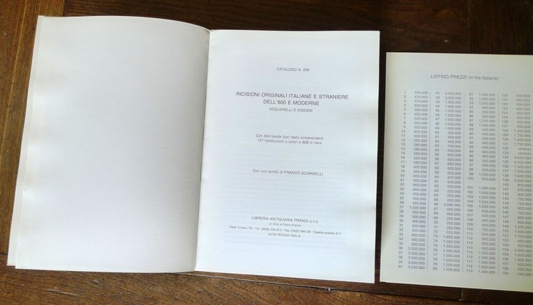 PRANDI CATALOGO 208 1993 INCISIONI ORIGINALI ITALIANE,STRANIERE[arte acquerelli