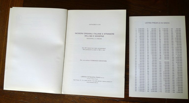 PRANDI CATALOGO 212 1995 INCISIONI ORIGINALI ITALIANE,STRANIERE[arte acquerelli