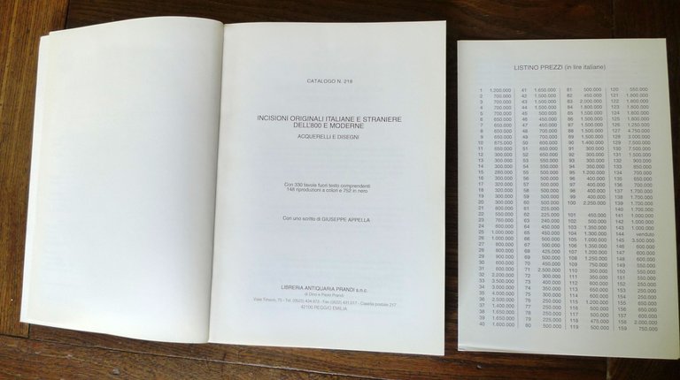 PRANDI CATALOGO 218 1998 INCISIONI ORIGINALI ITALIANE,STRANIERE[arte acquerelli