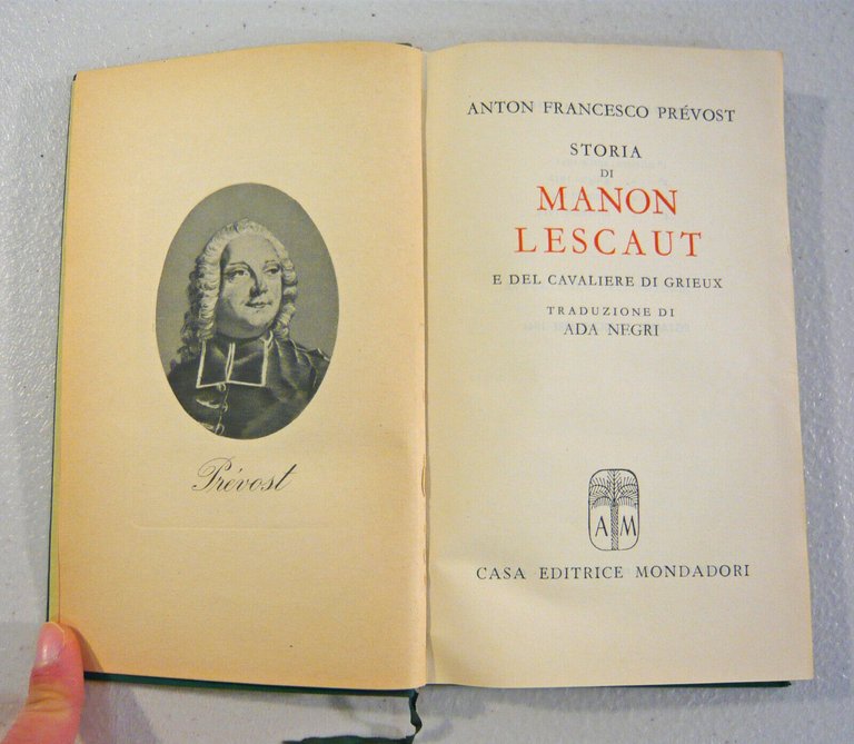 Prévost,Storia di MANON LESCAUT e del cavaliere di Grieux,1944 Mondadori