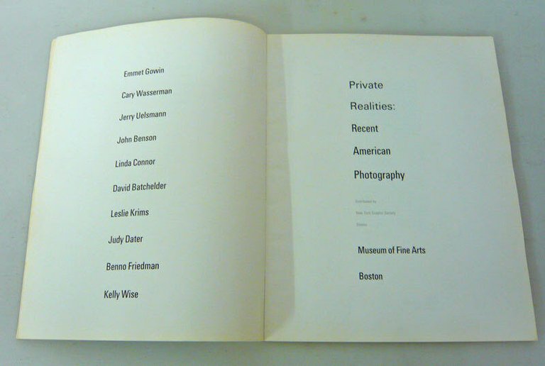 PRIVATE REALITIES:RECENT AMERICAN PHOTOGRAPHY,1974 Boston[catalogo,fotografia