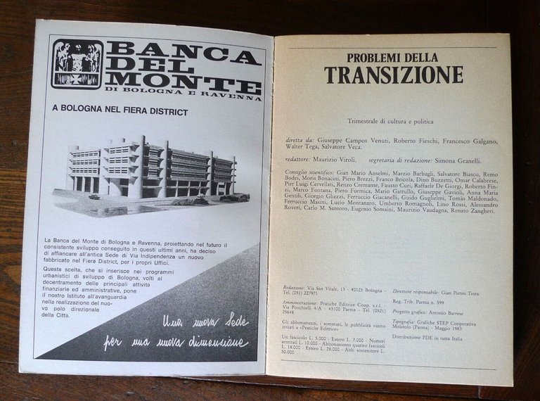 PROBLEMI DELLA TRANSIZIONE 11-12 1983,Trimestrale di cultura e politica