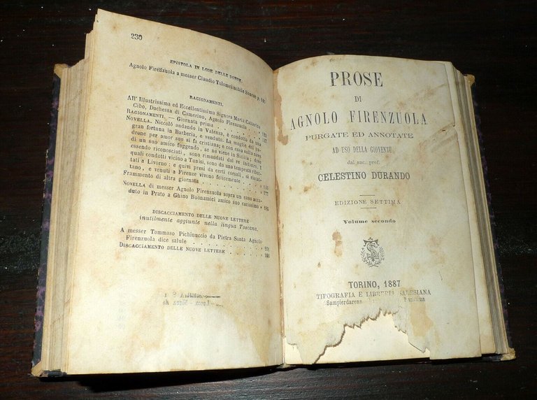 PROSE DI AGNOLO FIRENZUOLA[FIORENZUOLA],1887 Salesiana[Epistola donne,Apuleio