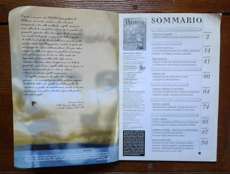 PROTEO n.1 1998 Rivista quadrimestrale[politiche del lavoro,sindacato USB | Immagine Gallery 2