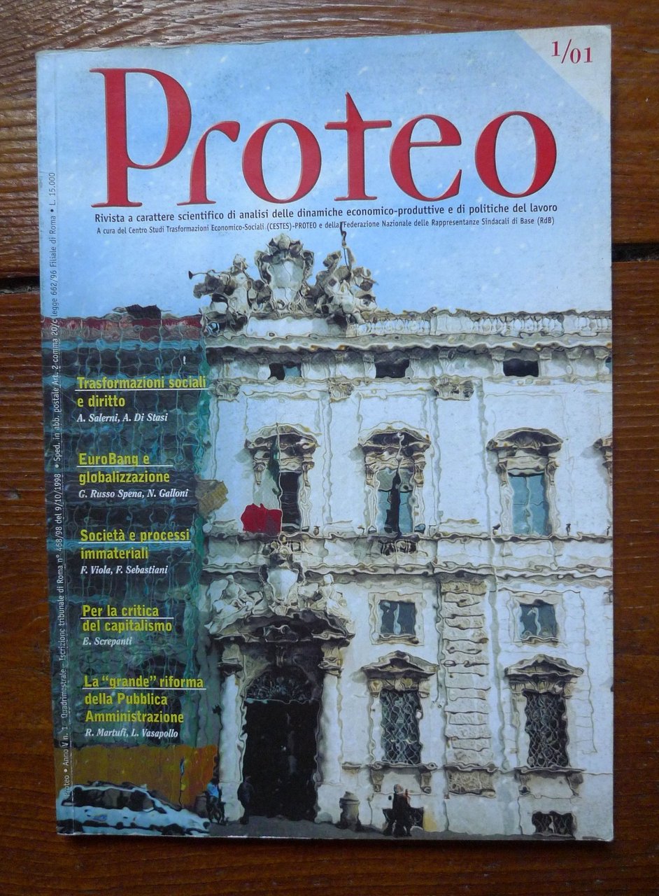 PROTEO n.1 2001 Rivista quadrimestrale[politiche del lavoro,sindacato USB | Immagine principale