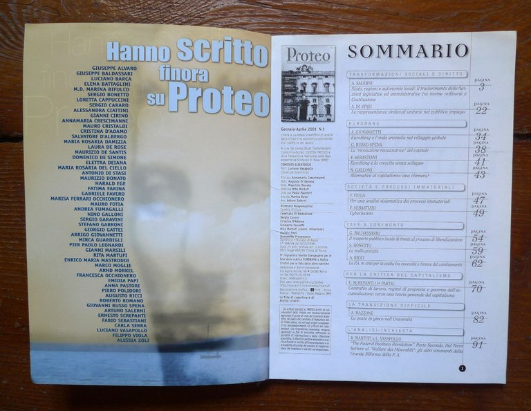 PROTEO n.1 2001 Rivista quadrimestrale[politiche del lavoro,sindacato USB | Immagine Gallery 2