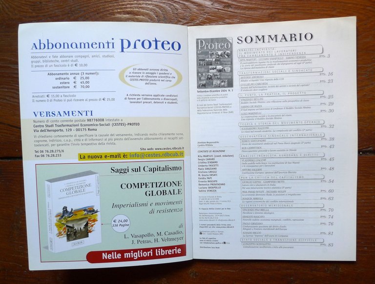 PROTEO n.3 2004 Rivista quadrimestrale[politiche del lavoro,sindacato USB | Immagine Gallery 2