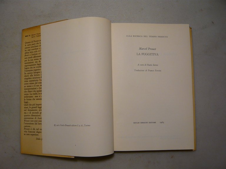 Proust,LA FUGGITIVA.Alla ricerca del tempo perduto,Einaudi 1963[Franco Fortini