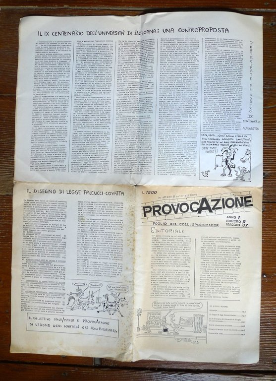 PROVOCAZIONE Anno 1 N.0 1987.Foglio del collettivo SPACE/MAKER,Bologna[movimento | Immagine Gallery 3