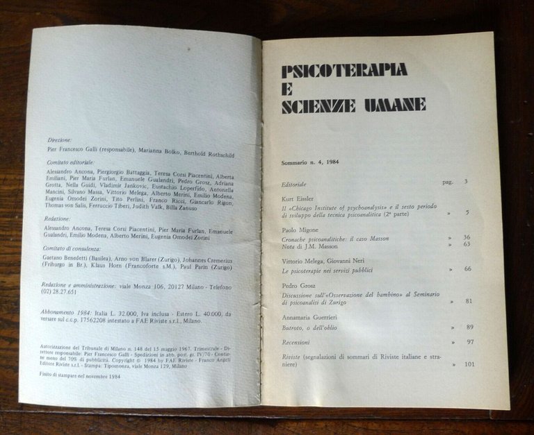 PSICOTERAPIA E SCIENZE UMANE n.4 1984[psicoanalisi,psicologia