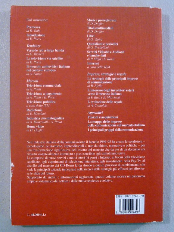 Pucci,L’INDUSTRIA DELLA COMUNICAZIONE IN ITALIA 1996[Economia dei Media