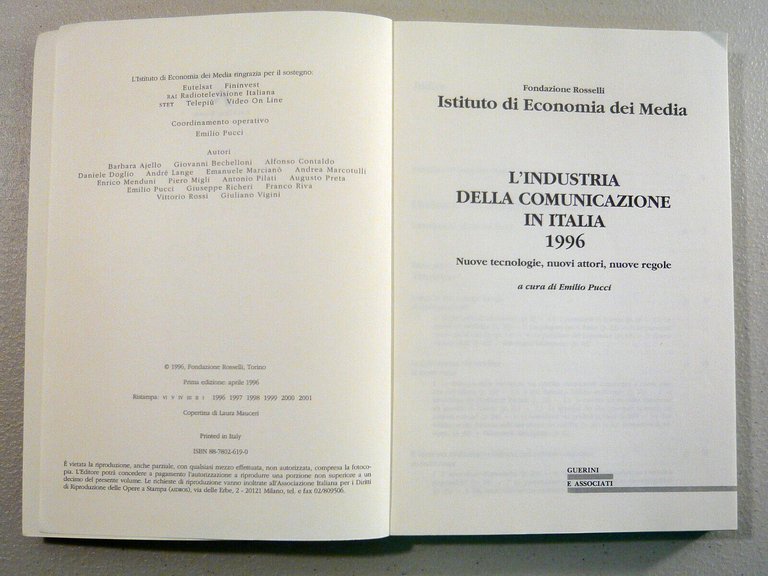 Pucci,L’INDUSTRIA DELLA COMUNICAZIONE IN ITALIA 1996[Economia dei Media