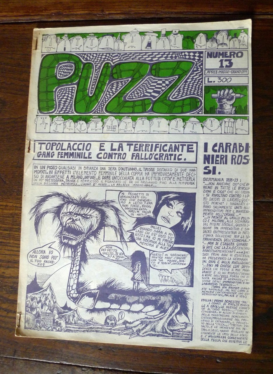 PUZZ n.13 apr-mag-giu 1974.TOPOLACCIO[rivista,fumetti,controcultura,Max Capa