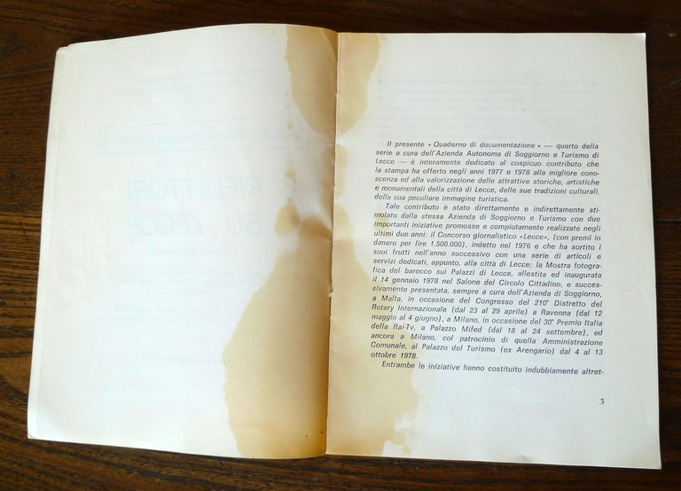 QUADERNI DI DOCUMENTAZIONE n.4 1978.RIFLETTORI SU LECCE(La voce dei giornali)