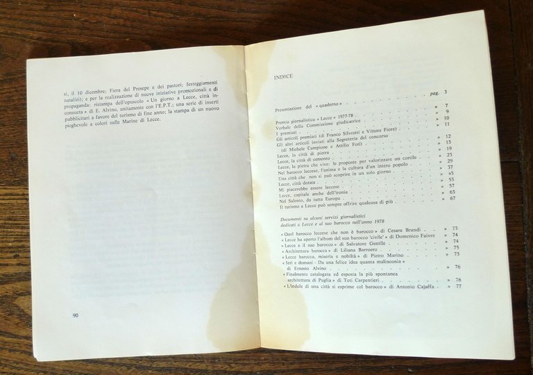 QUADERNI DI DOCUMENTAZIONE n.4 1978.RIFLETTORI SU LECCE(La voce dei giornali)