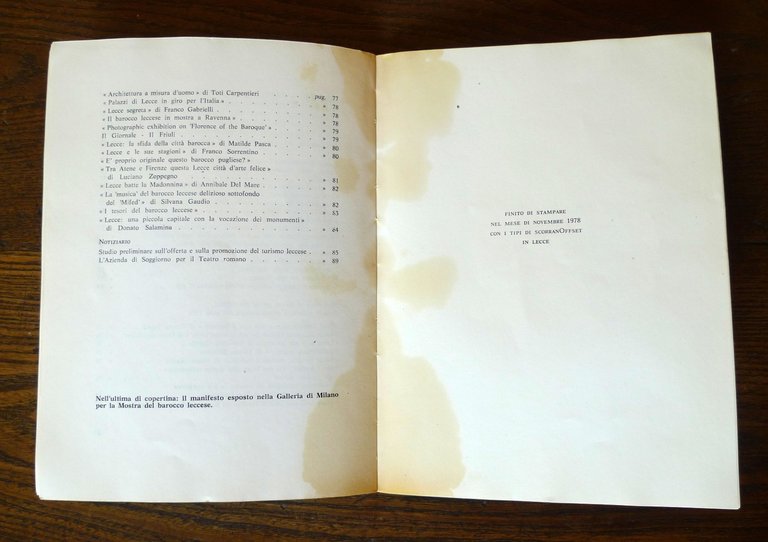 QUADERNI DI DOCUMENTAZIONE n.4 1978.RIFLETTORI SU LECCE(La voce dei giornali)