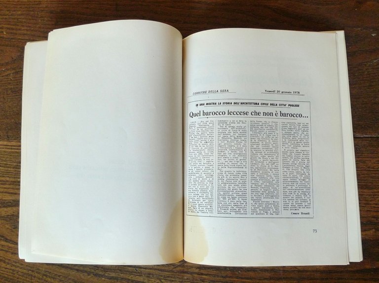 QUADERNI DI DOCUMENTAZIONE n.4 1978.RIFLETTORI SU LECCE(La voce dei giornali)