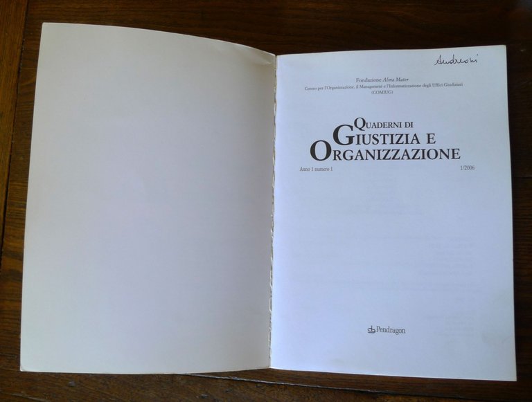 QUADERNI DI GIUSTIZIA E ORGANIZZAZIONE n.1/2/3 2006-2007 Pendragon[management