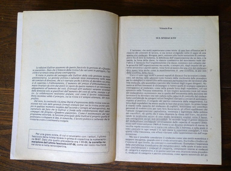 QUADERNI PIACENTINI n.69,dicembre 1978.Periodico bimestrale[rivista,politica