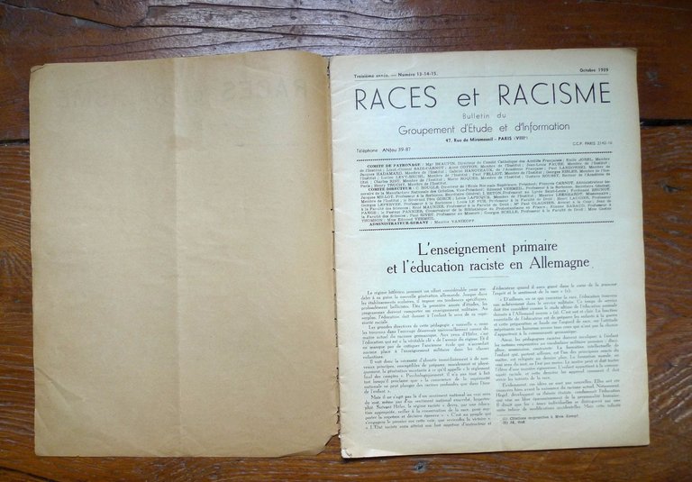 RACES ET RACISME.n.13-14-15 1939.BULLETIN DU GROUPEMENT D'ETUDE ET D'INFORMATION