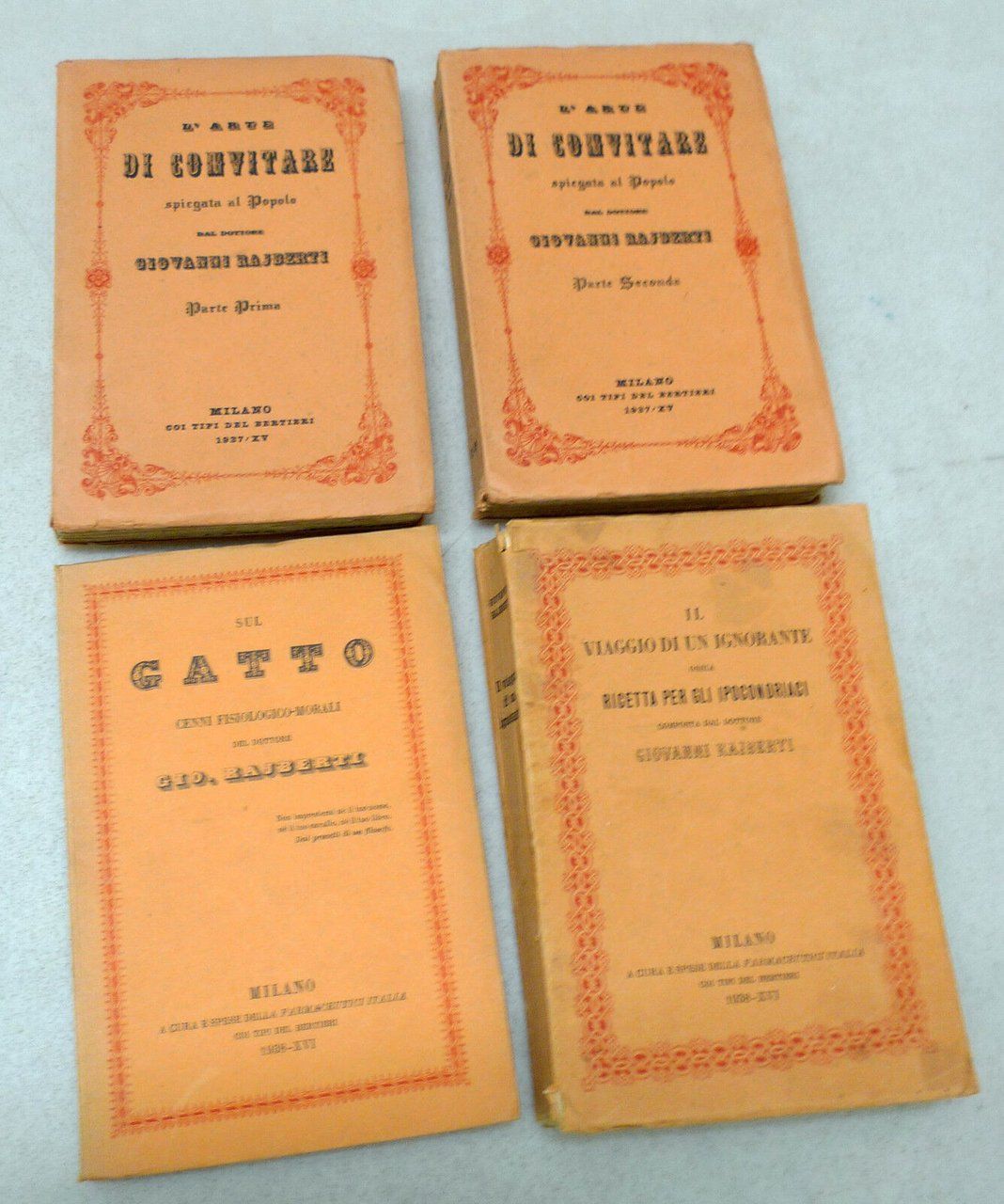 Rajberti,L'ARTE DI CONVITARE/SUL GATTO/RICETTA PER GLI IPOCONDRIACI,'37 Bertieri