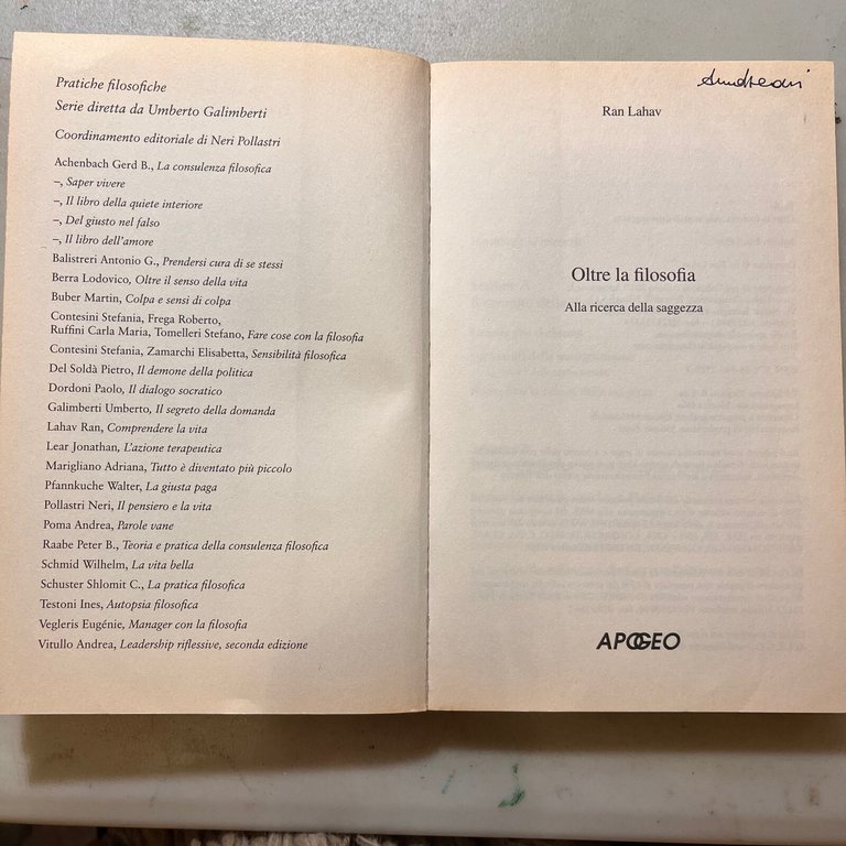 Ran Lahav,OLTRE LA FILOSOFIA.Alla ricerca della saggezza,Apogeo 2010