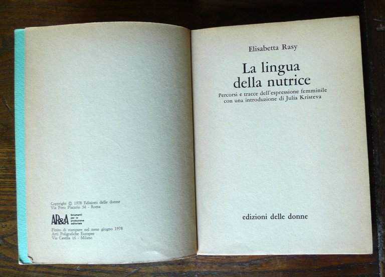 Rasy,LA LINGUA DELLA NUTRICE,1978 Ed.delle donne[espressione femminile,Kristeva