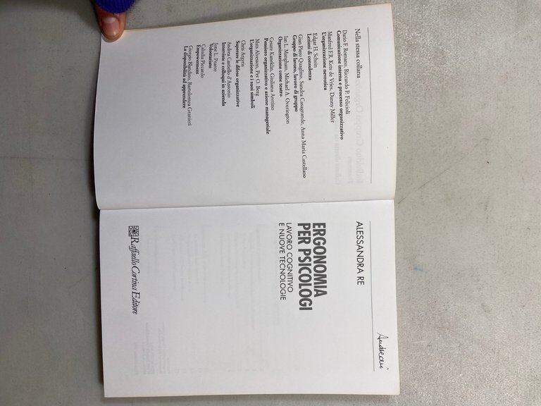 Re,ERGOGNOMIA PER PSICOLOGI Lavoro cognitivo...,Raffaello Cortina 1995