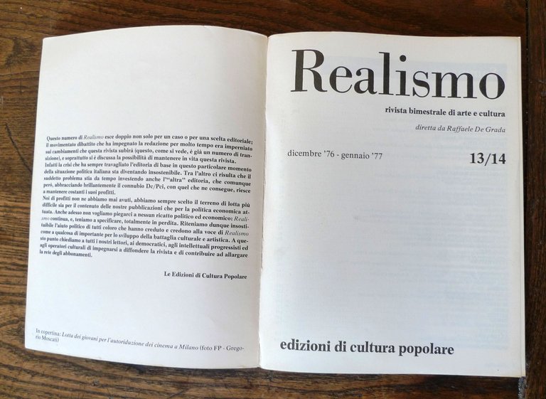REALISMO 13/14 1976-77 RIVISTA BIMESTRALE DI ARTE E CULTURA[PCI,De Grada