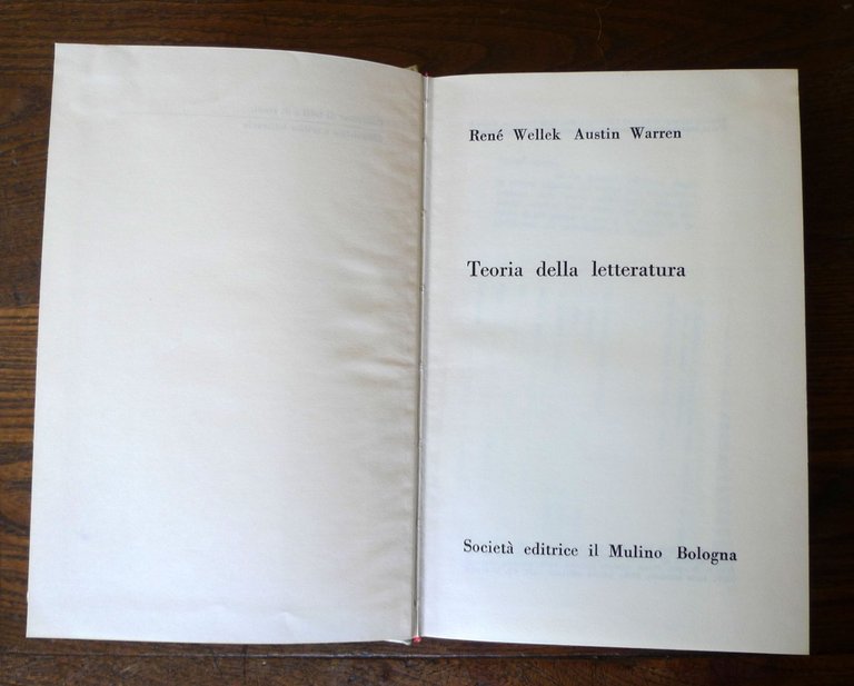 René Wellek/Austin Warren,TEORIA DELLA LETTERATURA,1971 il Mulino[critica | Immagine Gallery 3