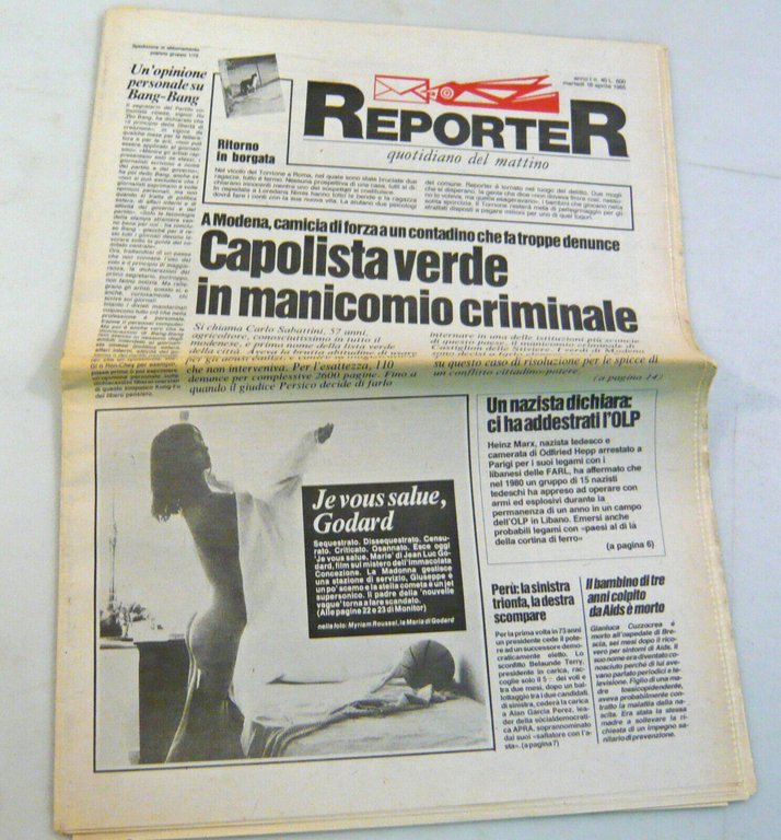 REPORTER.Quotidiano del mattino 13-14/16/30 aprile 1985[inserto FINE SECOLO