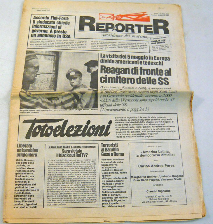 REPORTER.Quotidiano del mattino 13-14/16/30 aprile 1985[inserto FINE SECOLO