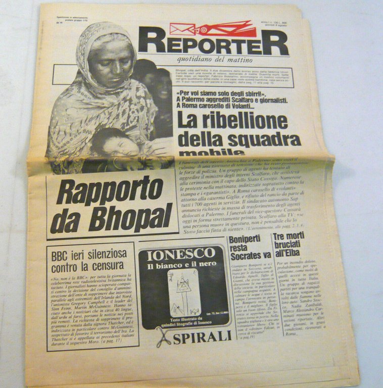 REPORTER.Quotidiano del mattino.8/14 agosto 1985[Apple,Emanuela Orlandi,Bhopal