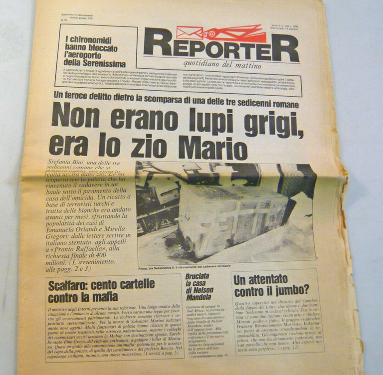 REPORTER.Quotidiano del mattino.8/14 agosto 1985[Apple,Emanuela Orlandi,Bhopal
