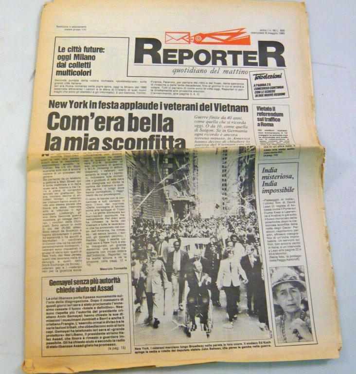 REPORTER.Quotidiano del mattino 8/9/11-12/16/18-19/22 maggio 1985[Gorbaciov