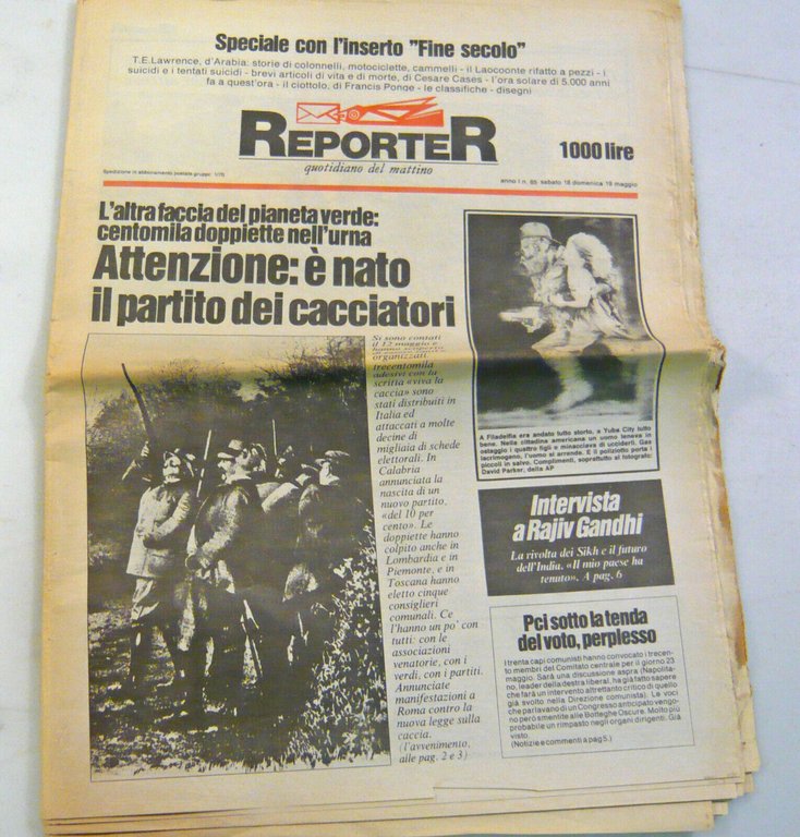 REPORTER.Quotidiano del mattino 8/9/11-12/16/18-19/22 maggio 1985[Gorbaciov