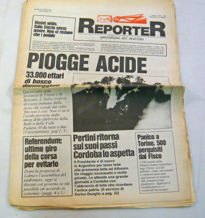 REPORTER.Quotidiano del mattino 8/9/11-12/16/18-19/22 maggio 1985[Gorbaciov