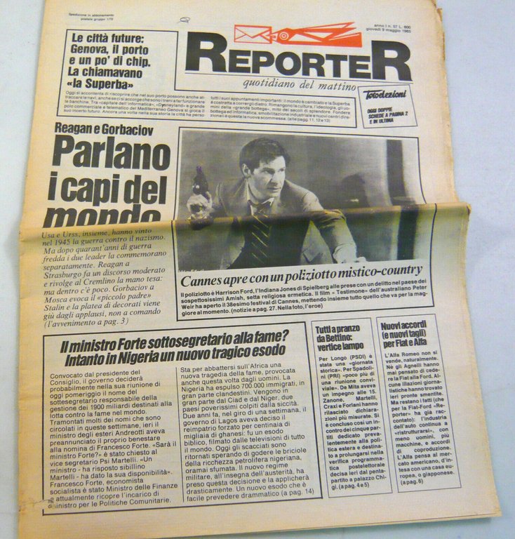 REPORTER.Quotidiano del mattino 8/9/11-12/16/18-19/22 maggio 1985[Gorbaciov