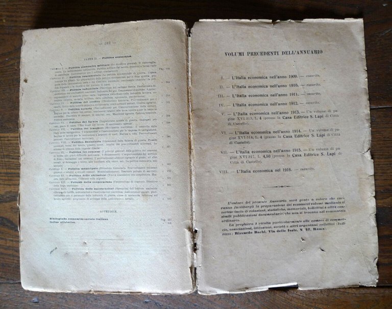 Riccardo Bachi,L'ITALIA ECONOMICA NELL'ANNO 1917.Annuario[ECONOMIA