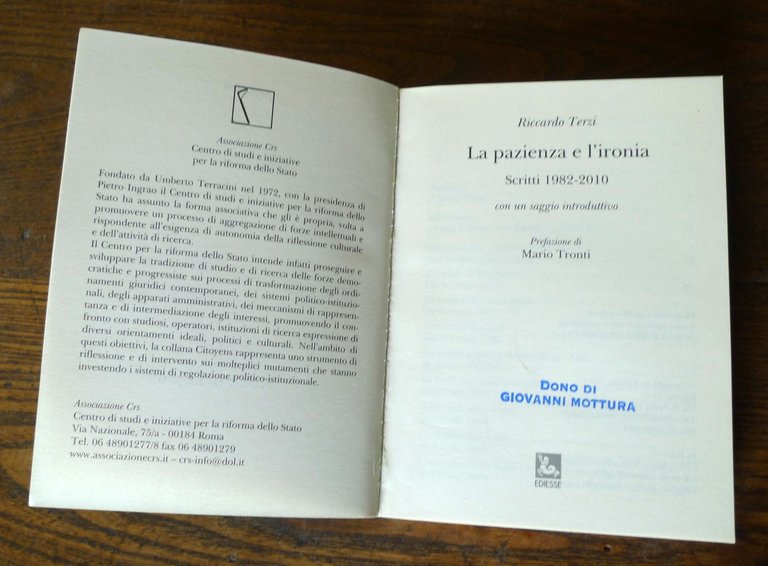 Riccardo Terzi,LA PAZIENZA E L'IRONIA.Scritti 1982-2010,Ediesse,[politica,PCI | Immagine Gallery 3
