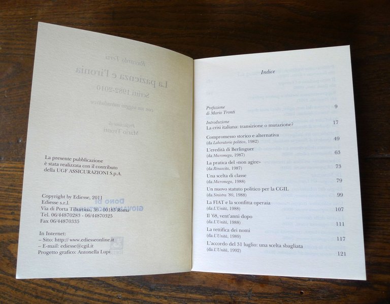 Riccardo Terzi,LA PAZIENZA E L'IRONIA.Scritti 1982-2010,Ediesse,[politica,PCI | Immagine Gallery 4