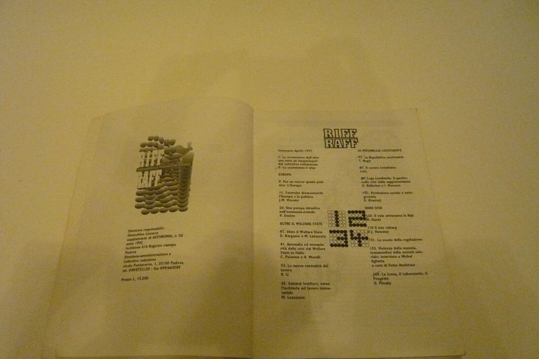 RIFF RAFF APRILE 1993,Padova,1993[critica sociale