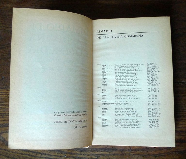 RIMARIO DE LA DIVINA COMMEDIA DI DANTE ALIGHIERI E INDICE … | Immagine Gallery 3
