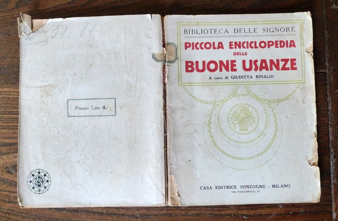 Rinaldi,PICCOLA ENCICLOPEDIA DELLE BUONE USANZE,Sonzogno[galateo,signore