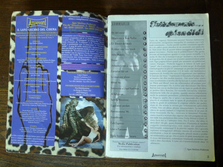 Rivista AMARCORD n.5 1996.IL LATO OSCURO DEL CINEMA[John Waters,Umberto Lenzi | Immagine Gallery 2