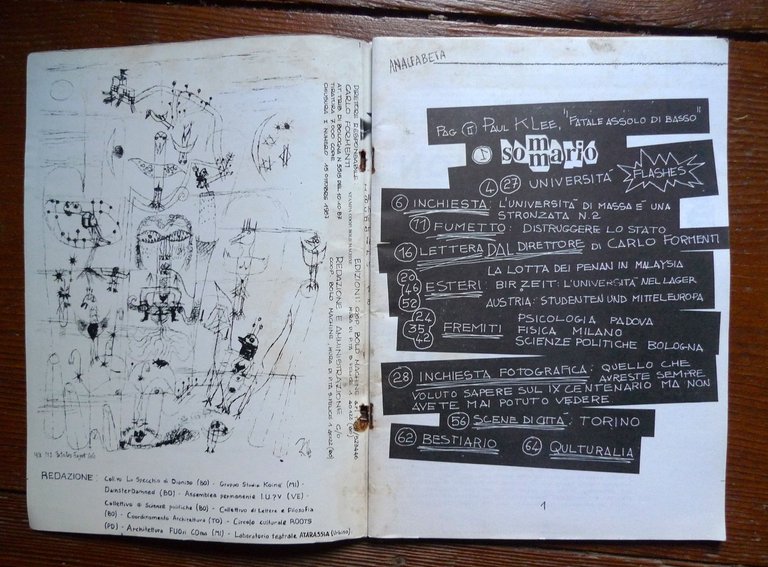 Rivista ANALFABETA UNIVERSITÀ E ALTRO n.2 1988 Bologna[contestazione,Formenti | Immagine Gallery 3