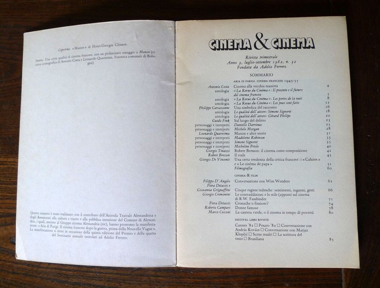 Rivista CINEMA E CINEMA n.32 1982.ARIA DI PARIGI.CINEMA FRANCESE 1945-1955