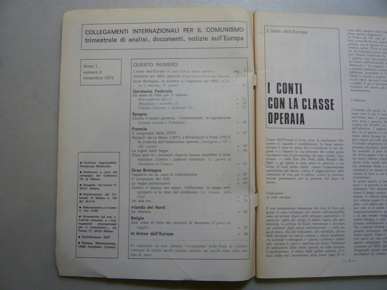 Rivista COLLEGAMENTI INTERNAZIONALI PER IL COMUNISMO Anno I n.2 Novembre …